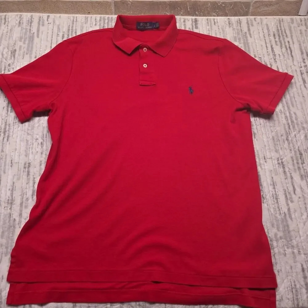 Ralph Lauren Polo Shirt Mens Red Pony Casual Short Sleeve
